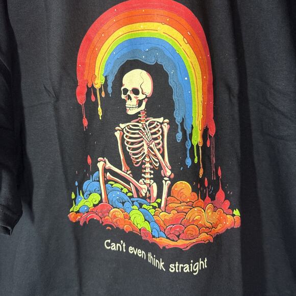 Unisex Size XL Can’t Even Think Straight T-shirt Skeleton & Rainbow ii - Picture 2 of 5